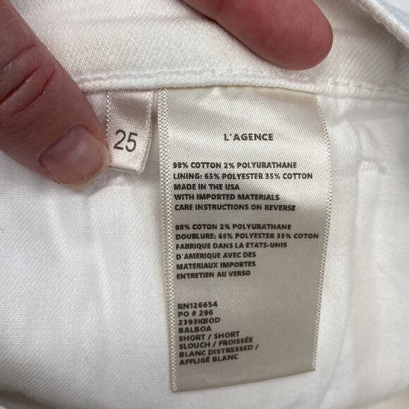 NWT L’agence balboa double roll white denim shorts SIZE 25 (b18) - Picture 5 of 6